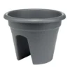 Pot de fleur balcon rond plastique noir Ø29,5xH22,5cm