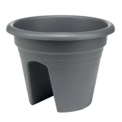 Pot de fleur balcon rond plastique noir Ø29,5xH22,5cm