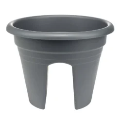 Pot de fleur balcon rond plastique noir Ø29,5xH22,5cm