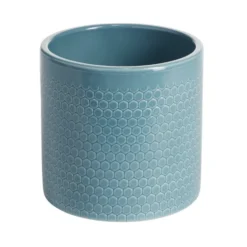 Pot de fleur bleu océan motif nid d'abeille 1,29 L Ø13,5x12,3 cm - Capri