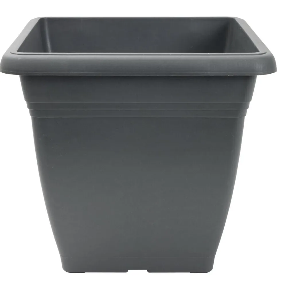 Pot de fleur carré 32L plastique gris anthracite 40x40xH36cm