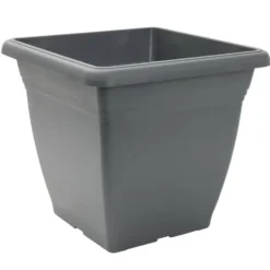 Pot de fleur carré 32L plastique gris anthracite 40x40xH36cm
