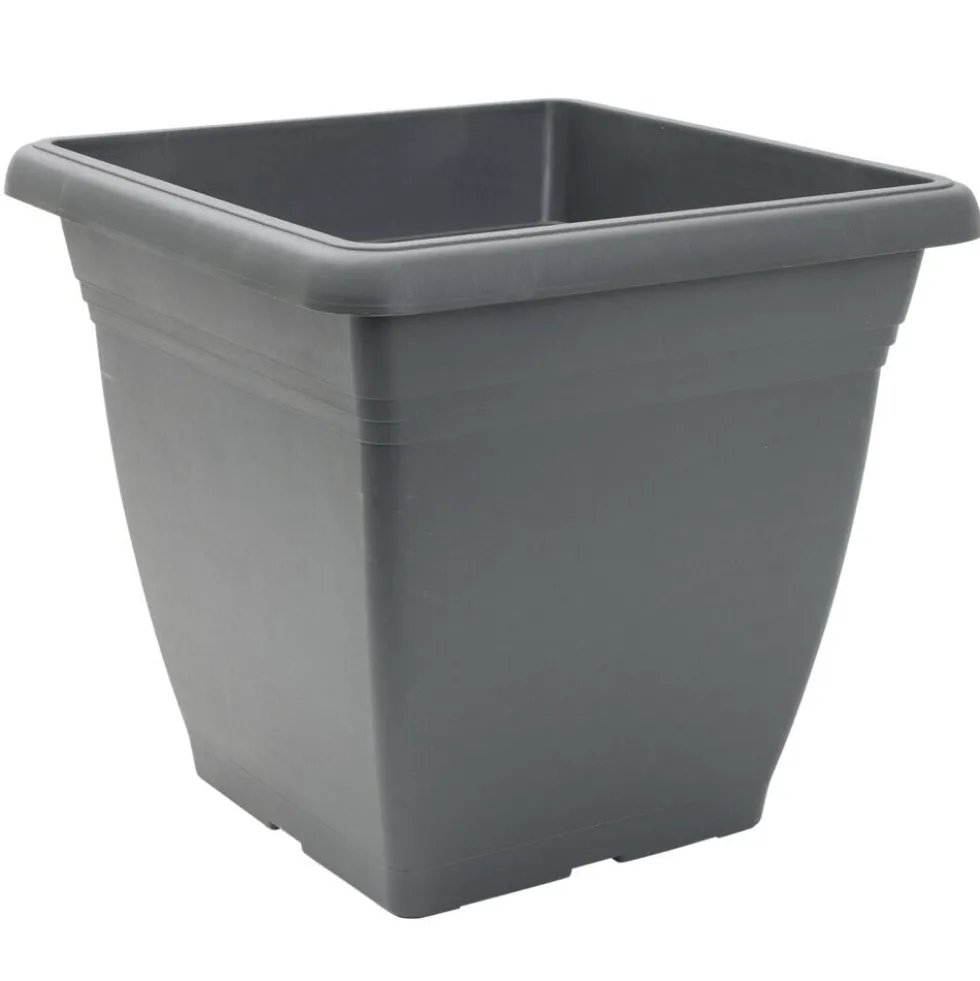 Pot de fleur carré 32L plastique gris anthracite 40x40xH36cm