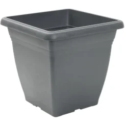 Pot de fleur carré 17L plastique gris anthracite 32x32xH30cm