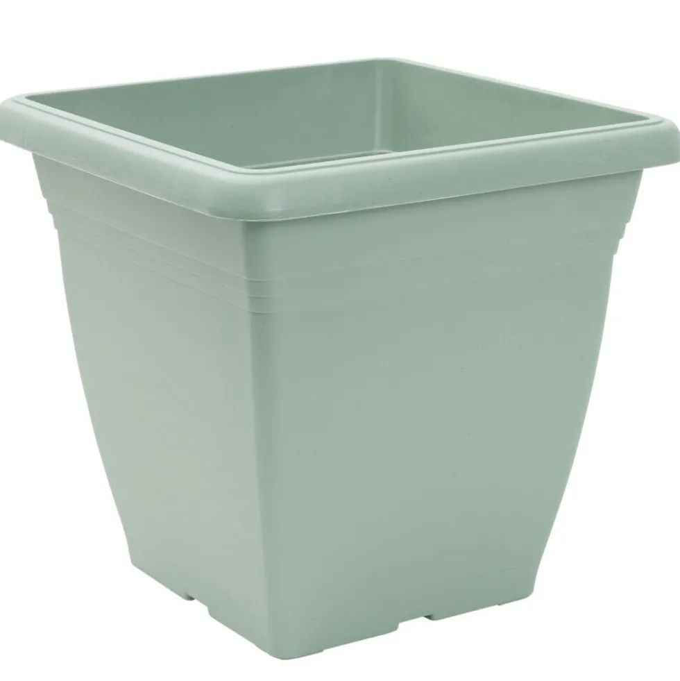 Pot de fleur carré 17L plastique vert laurier 32x32xH30cm