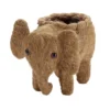 Pot de fleur forme éléphant fibre de coco et métal marron 24x13xH17cm