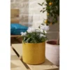 Pot de fleur jaune motif nid d'abeille Capri Ø13,5x12,3cm 1,29L