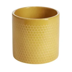 Pot de fleur jaune motif nid d'abeille Capri Ø13,5x12,3cm 1,29L