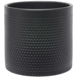 Pot de fleur noir mat motif nid d'abeille 3,85L Ø19xH17,5 cm - Capri