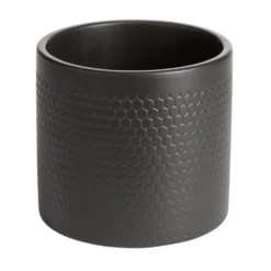 Pot de fleur noir mat motif nid d'abeille 1,29 L Ø13,5x12,3 cm - Capri