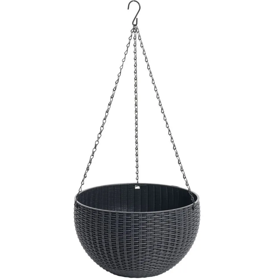 Pot de fleur rond à suspendre plastique noir Ø26xH66cm