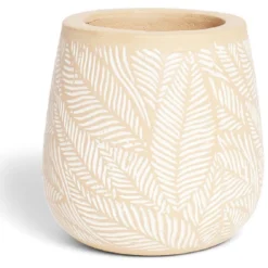 Pot de jardin terre cuite motif fleur blanche Ø20xH20cm