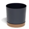 Pot de jardin Tubo plastique gris avec soucoupe marron Ø39cm