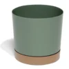 Pot de jardin Tubo plastique vert avec soucoupe marron Ø39cm