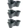 Pot en plastique bleu 3 compartiments Ø24xH9cm (Lot de 3)