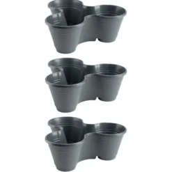 Pot en plastique bleu 3 compartiments Ø24xH9cm (Lot de 3)