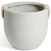 Pot fibre d'argile rond gris poignée en corde Ø30xH24cm
