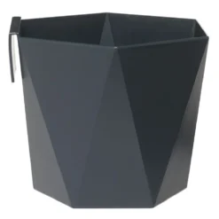 Pot hexagonal clipsable plastique gris anthracite 12x11xH.13cm