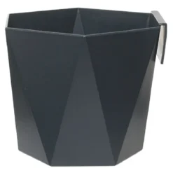 Pot hexagonal clipsable plastique gris anthracite 12x11xH.13cm