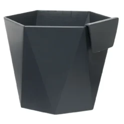 Pot hexagonal clipsable plastique gris anthracite 12x11xH.13cm