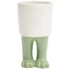 Pot rond en céramique avec pieds de dinosaure Ø10xH18cm (2 modèles) jaune ou vert