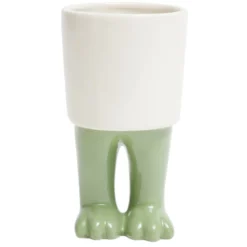 Pot rond en céramique avec pieds de dinosaure Ø10xH18cm (2 modèles) jaune ou vert