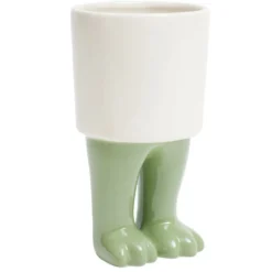 Pot rond en céramique avec pieds de dinosaure Ø10xH18cm (2 modèles) jaune ou vert