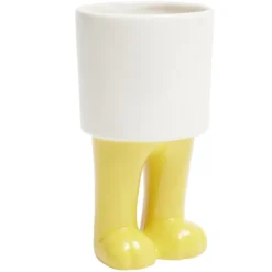 Pot rond en céramique avec pieds de dinosaure Ø10xH18cm (2 modèles) jaune ou vert