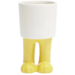 Pot rond en céramique avec pieds de dinosaure Ø10xH18cm (2 modèles) jaune ou vert