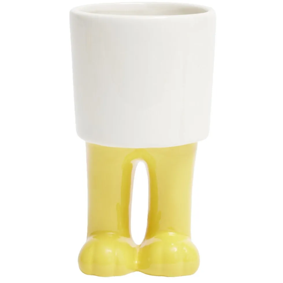 Pot rond en céramique avec pieds de dinosaure Ø10xH18cm (2 modèles) jaune ou vert