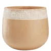 Pot rond en terre cuite naturel et blanc Ø38 cm