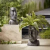 Pot statue île de Pâques noir H40cm