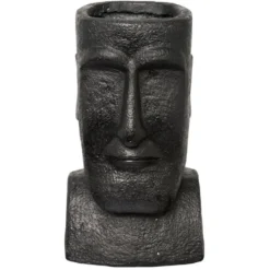 Pot statue île de Pâques noir H40cm