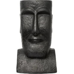 Pot statue île de Pâques noir H40cm