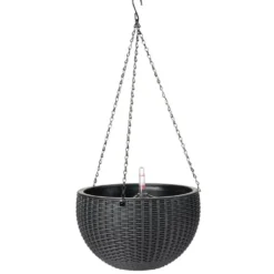 Pot suspendu effet tressé noir
