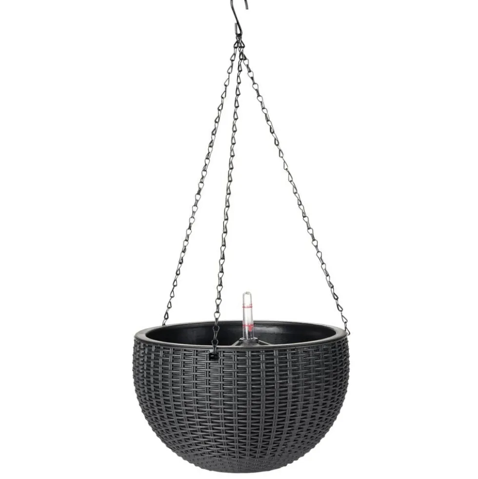 Pot suspendu effet tressé noir