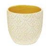 Pot terre cuite arabesque motifs losanges beige Ø13,5xH13,5cm