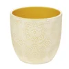 Pot terre cuite arabesque motif fleur beige Ø13,5xH13,5cm