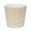 Pot terre cuite beige motifs losanges relief marron Ø13,5xH13,5cm