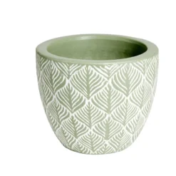 Pot terre cuite motif feuillage rouge et blanc Ø20xH20cm