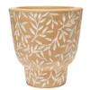 Pot terre cuite orange motif feuillage blanc Ø13,5xH13,5cm