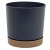 Pot tubo plastique gris anthracite et marron Ø13xH13cm