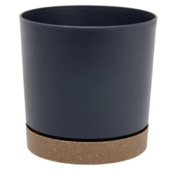 Pot tubo plastique gris anthracite et marron Ø13xH13cm
