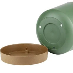 Pot tubo plastique vert et base marron Ø13xH13cm