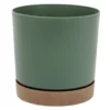 Pot tubo plastique vert et marron Ø13xH13cm