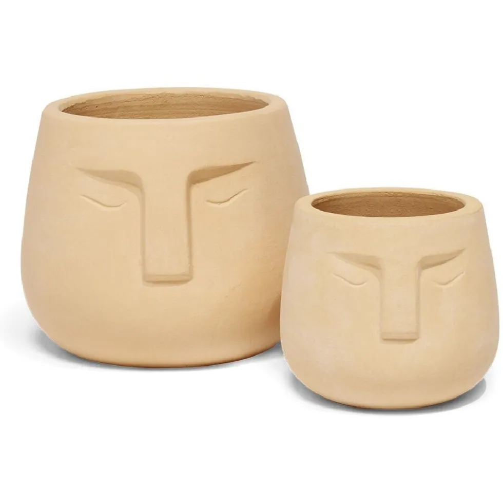 Pot visage en terre cuite Ø20xH18cm