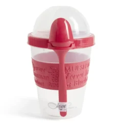 Pot à yaourt avec cuillère lunchbox rouge ou blanc