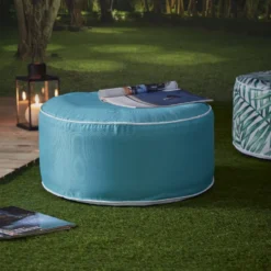 Pouf gonflable extérieur uni bleu lagon