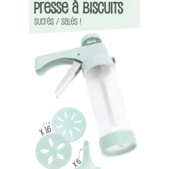 Presse à biscuits sucrés/salés 16 disques et 6 douilles