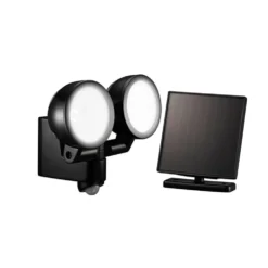 Projecteur LED solaire détecteur de mouvement 2 spots ronds